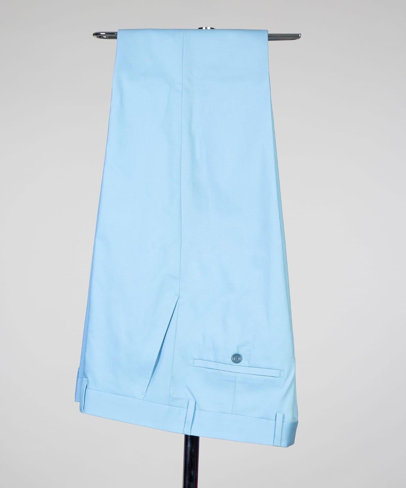 New Sky Blue Three-Piece Peak Lapel Slim Fit Men’s Suits