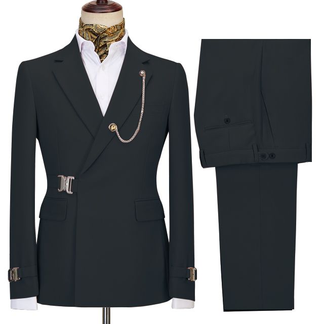 Newest Black Button Notched Lapel Men’s Business Suits