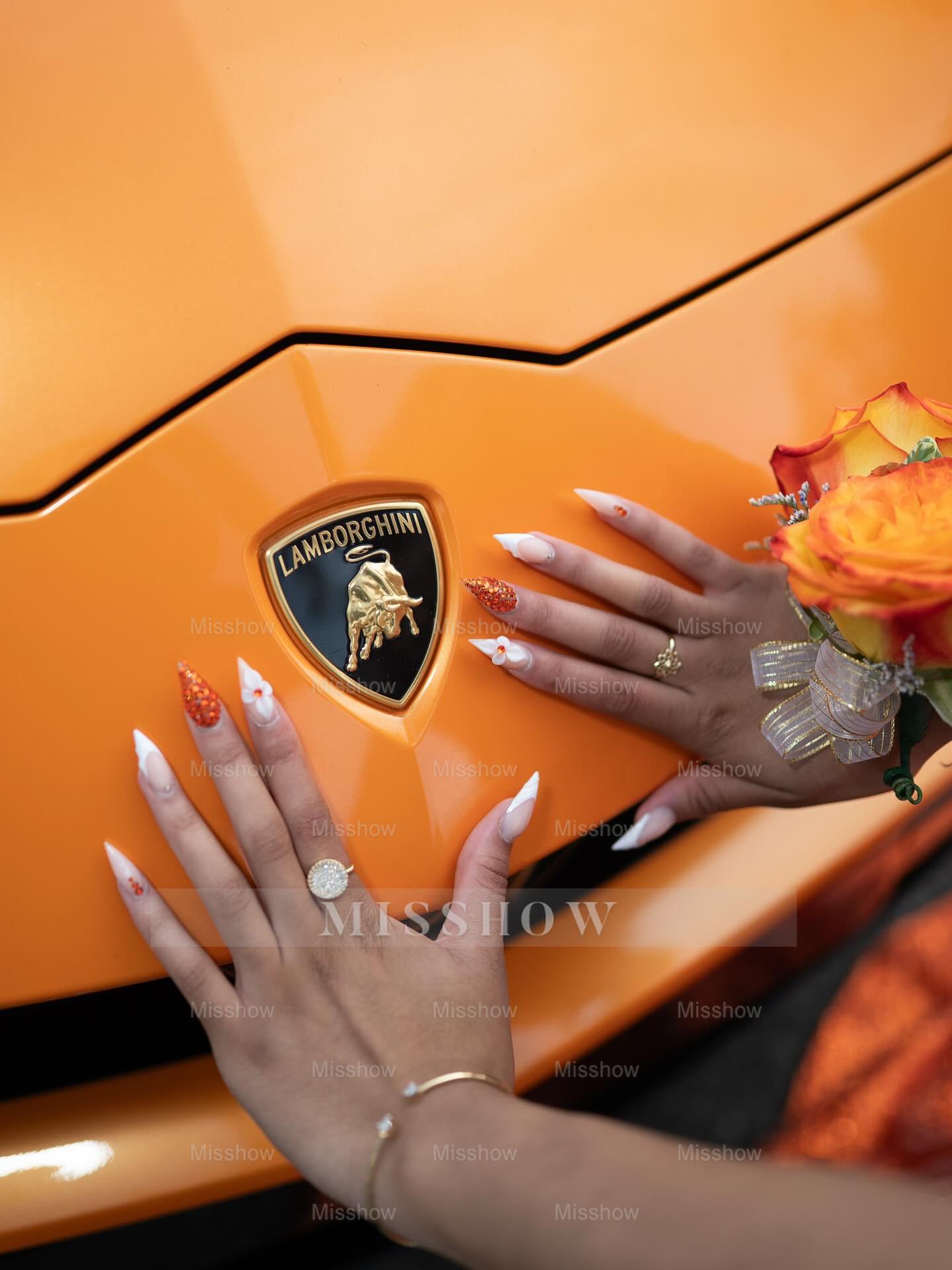 Newest Long Orange Strapless Sleeveless Mermaid Prom Dress with Sequins and Veil