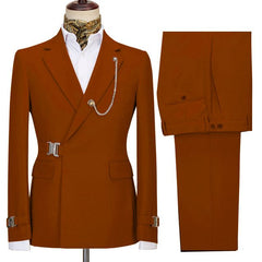 Newest Orange Two Pieces Notch Lapel Business Men’s Suits