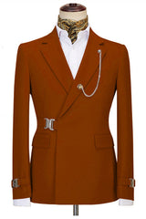 Newest Orange Two Pieces Notch Lapel Business Men’s Suits