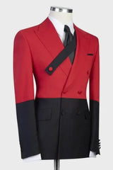 Newest Red Double-Breasted Peaked Lapel Prom Suit
