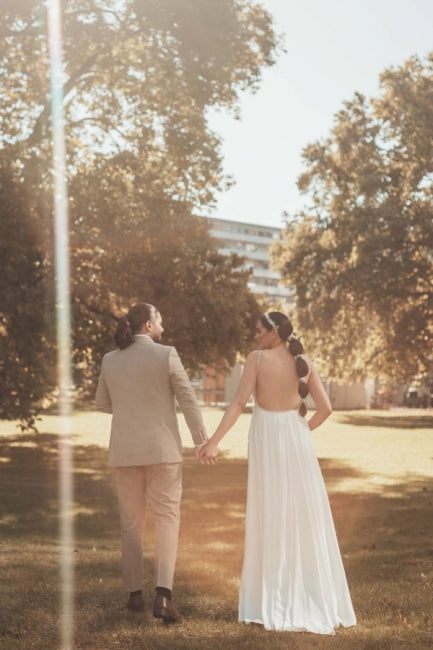 Obsessing Long White One Shoulder Sleeveless Beading Wedding Dress with Slit
