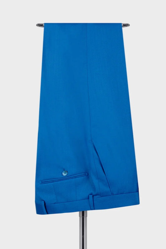 Ocean Blue Peak Lapel Three-Piece Men's Wedding Ensemble