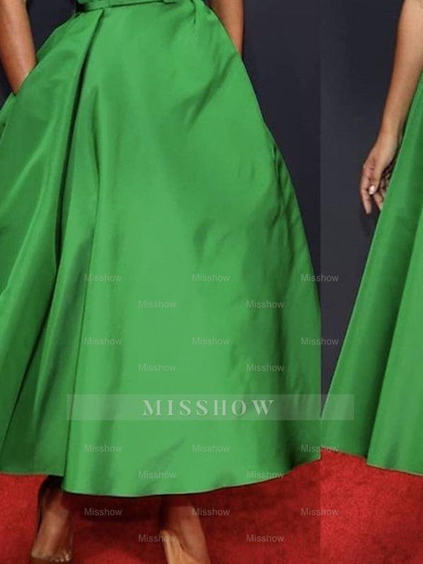 Off-Shoulder Sleeveless A-Line Ruched Ankle-Length Dress for the Mother of the Bride