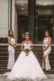 Off The Shoulder A-Line White Wedding Dress Romantic Bridal Gowns