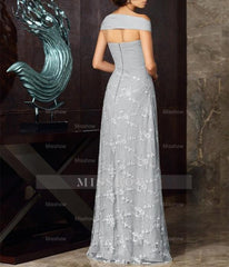 Off-The-Shoulder Short Sleeve A-Line Chiffon Mother Of The Bride Dress with Lace Appliques Tea-Length