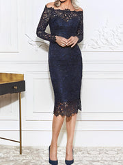 Off-the-Shoulder Applique Sheath/Column Dresses for the Mother of the Bride