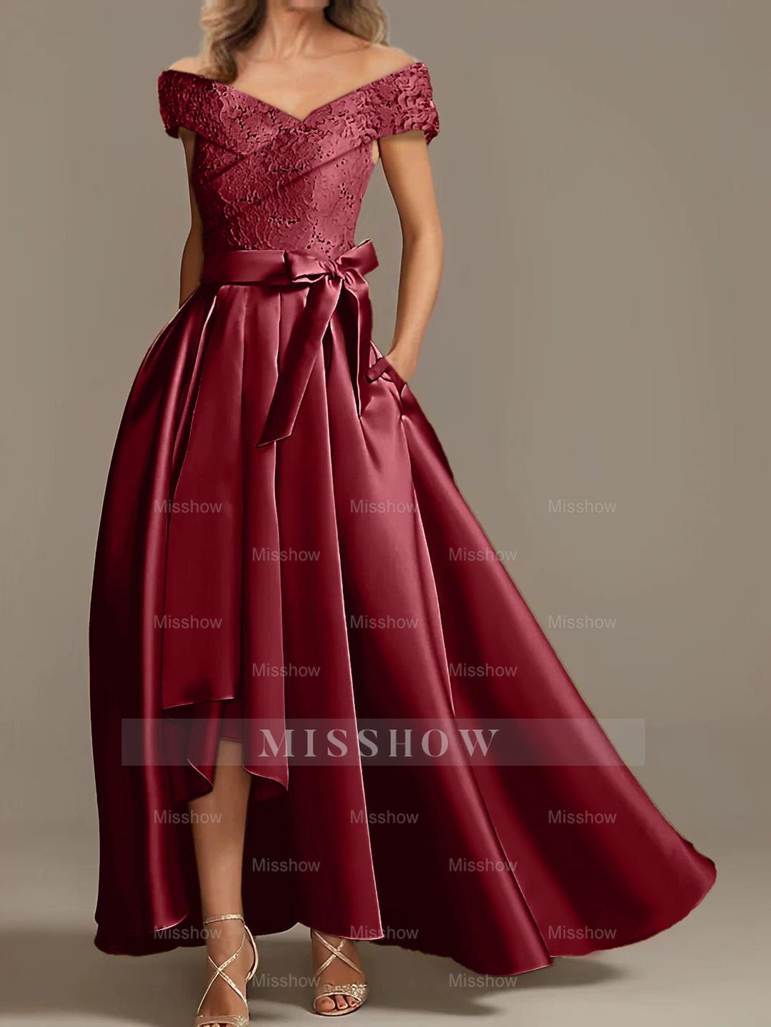 Off-the-Shoulder Asymmetrical A-Line Mother of the Bride Dresses with Ruffles
