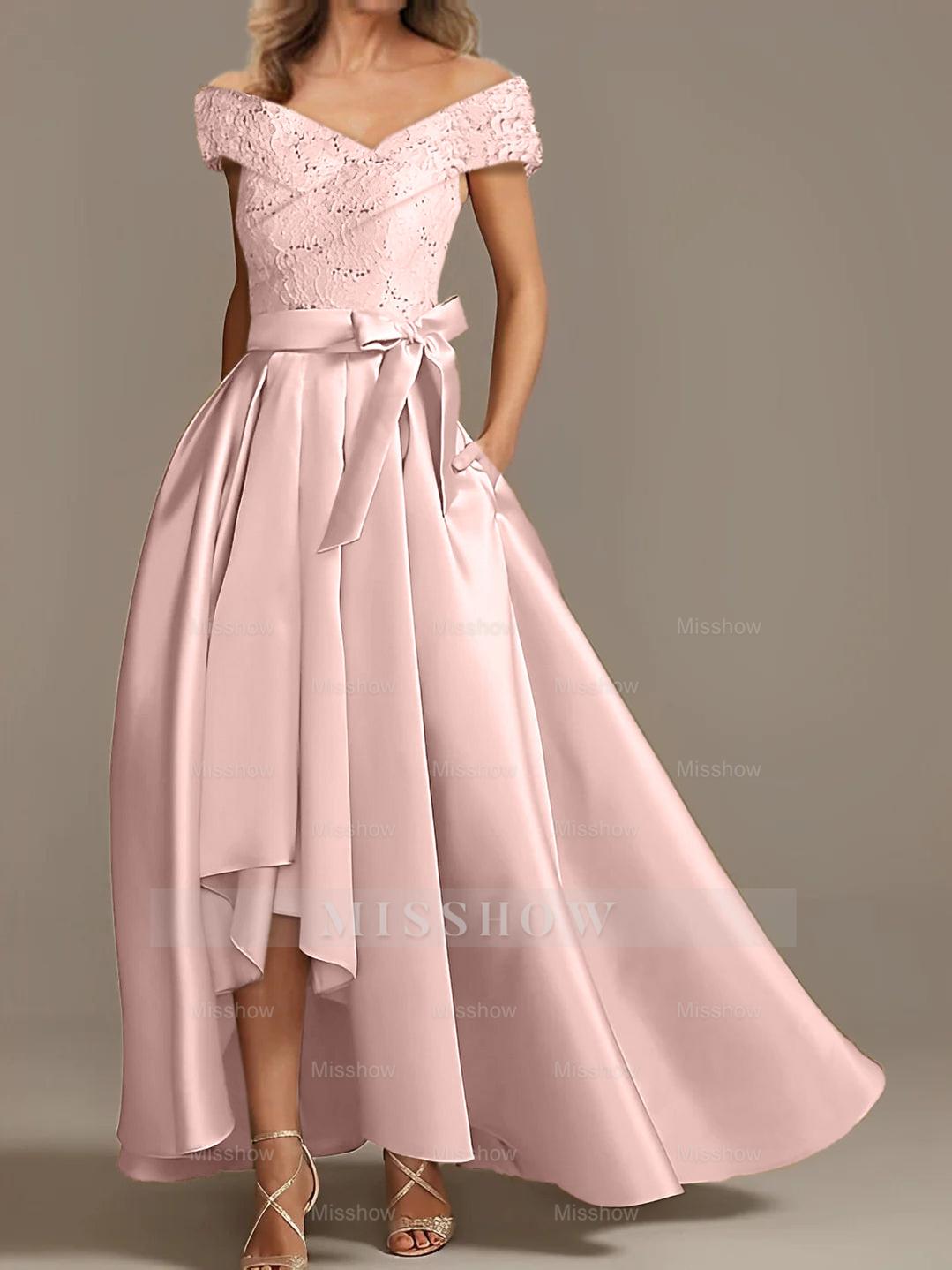 Off-the-Shoulder Asymmetrical A-Line Mother of the Bride Dresses with Ruffles