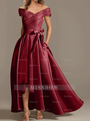 Off-the-Shoulder Asymmetrical A-Line Mother of the Bride Dresses with Ruffles