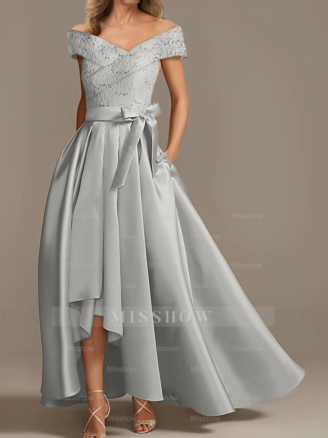 Off-the-Shoulder Asymmetrical A-Line Mother of the Bride Dresses with Ruffles