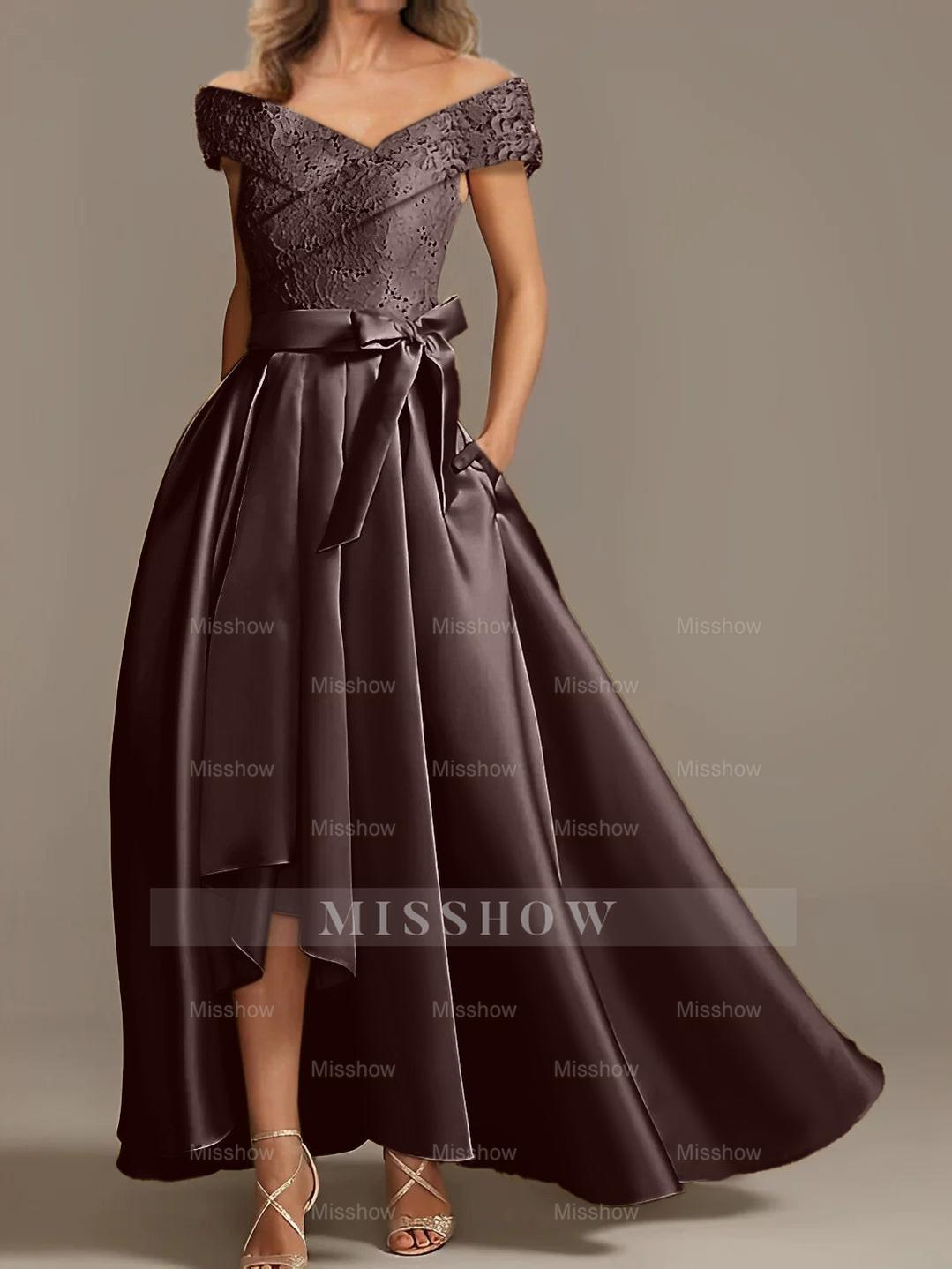 Off-the-Shoulder Asymmetrical A-Line Mother of the Bride Dresses with Ruffles