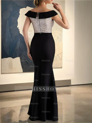 Off-the-Shoulder Floor-Length Sequined Sheath/Column Dresses for Mothers of the Bride & Groom