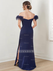 Off-the-Shoulder Floor-Length Sheath/Column Dress for the Mother of the Bride