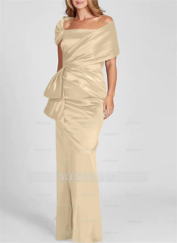Off-the-Shoulder Floor-Length Sheath/Column Gown for the Mother of the Bride