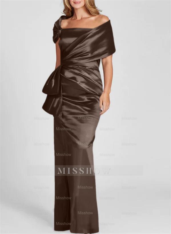 Off-the-Shoulder Floor-Length Sheath/Column Gown for the Mother of the Bride