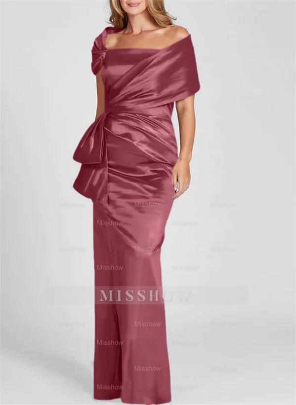 Off-the-Shoulder Floor-Length Sheath/Column Gown for the Mother of the Bride