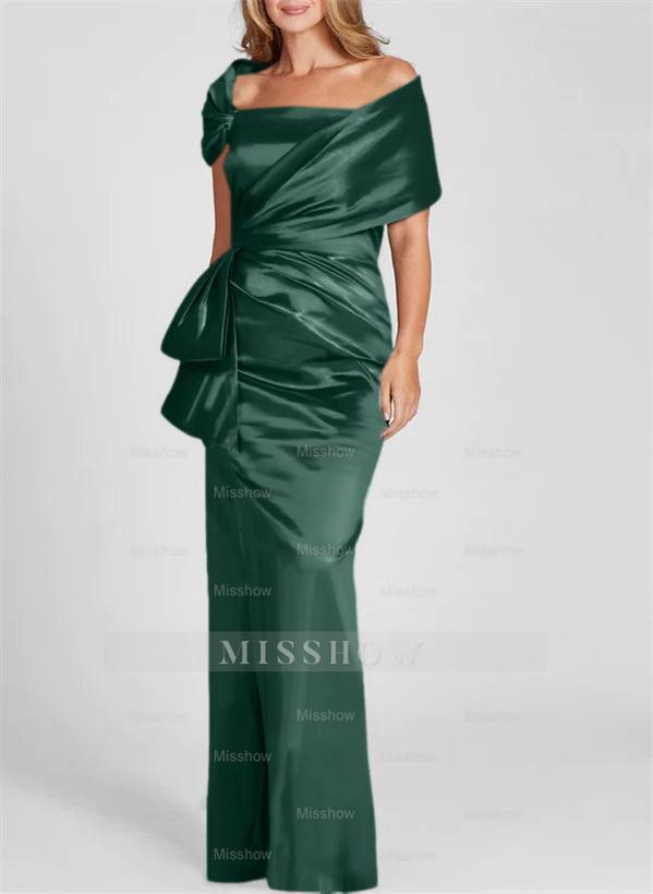 Off-the-Shoulder Floor-Length Sheath/Column Gown for the Mother of the Bride