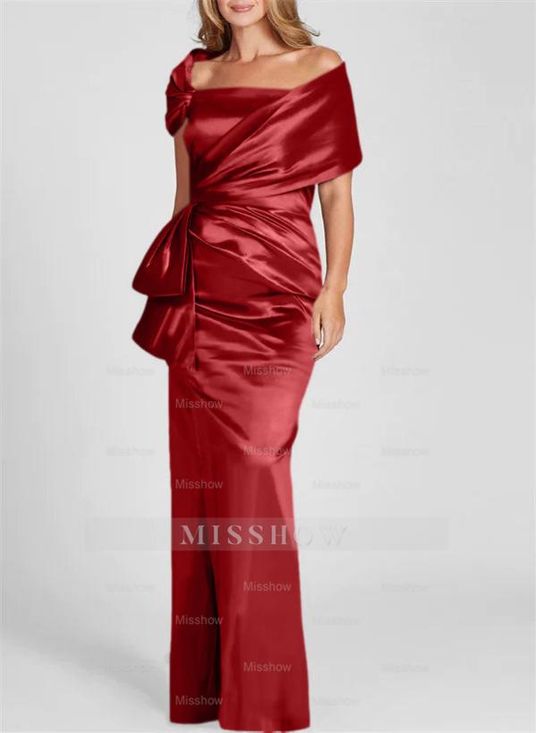 Off-the-Shoulder Floor-Length Sheath/Column Gown for the Mother of the Bride