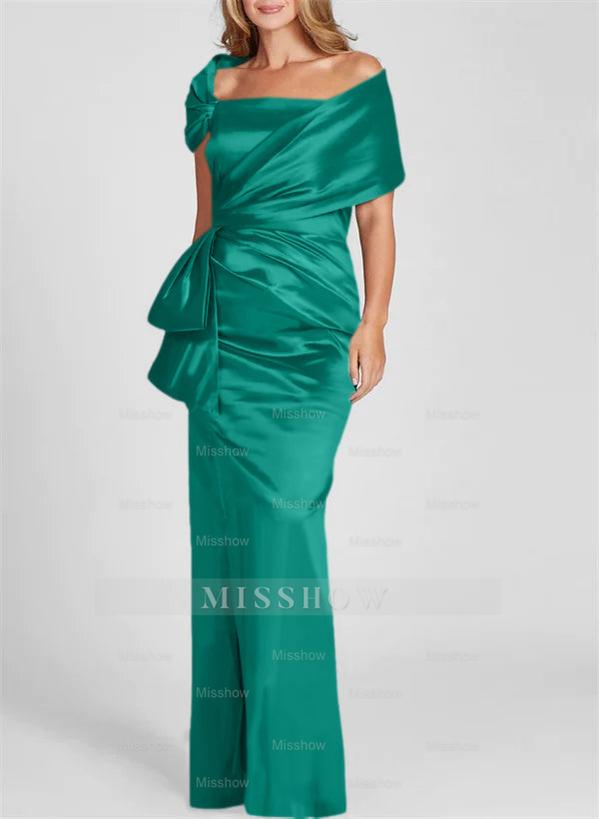 Off-the-Shoulder Floor-Length Sheath/Column Gown for the Mother of the Bride