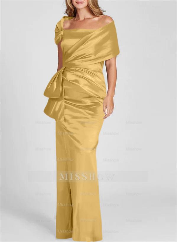 Off-the-Shoulder Floor-Length Sheath/Column Gown for the Mother of the Bride