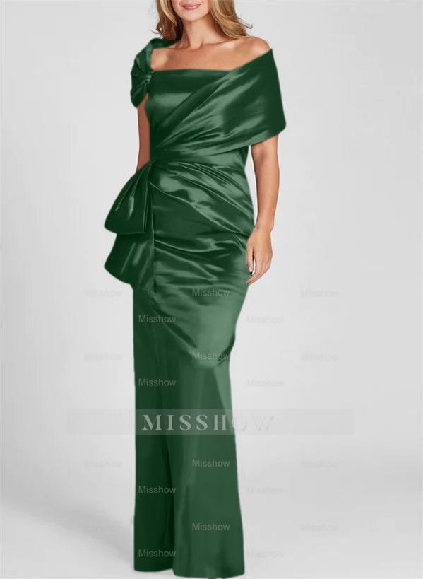 Off-the-Shoulder Floor-Length Sheath/Column Gown for the Mother of the Bride