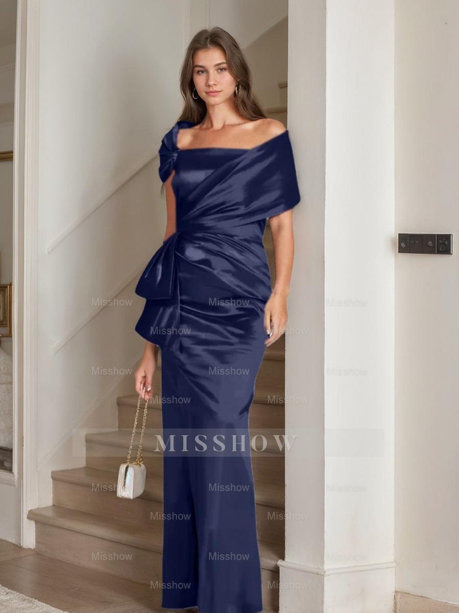 Off-the-Shoulder Floor-Length Sheath/Column Gown for the Mother of the Bride