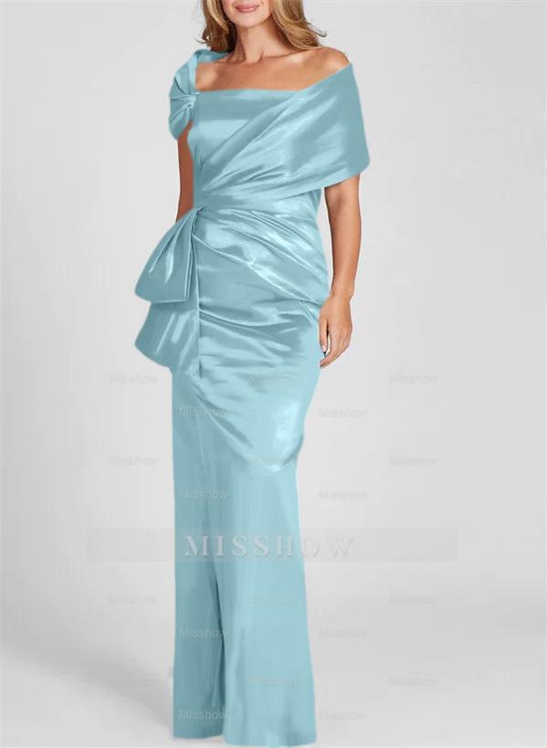Off-the-Shoulder Floor-Length Sheath/Column Gown for the Mother of the Bride