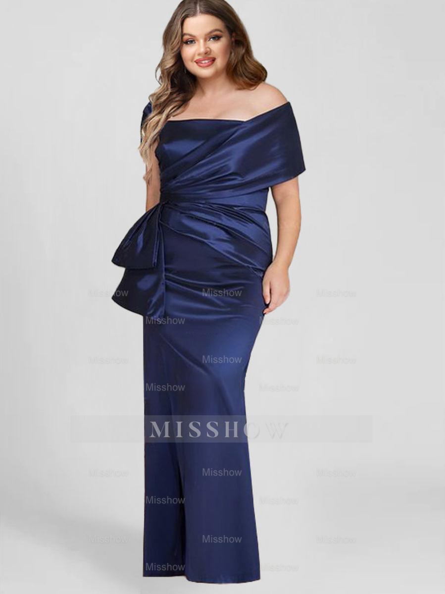 Off-the-Shoulder Floor-Length Sheath/Column Gown for the Mother of the Bride