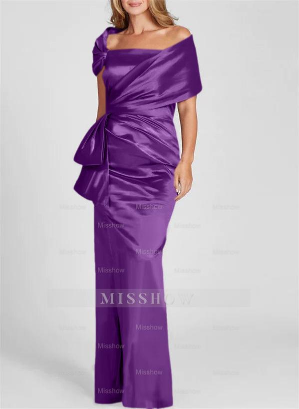 Off-the-Shoulder Floor-Length Sheath/Column Gown for the Mother of the Bride