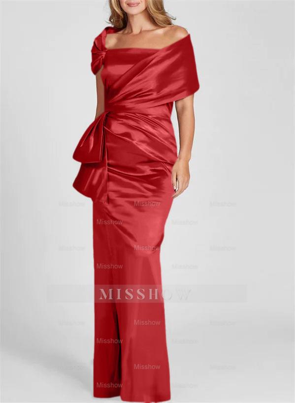 Off-the-Shoulder Floor-Length Sheath/Column Gown for the Mother of the Bride