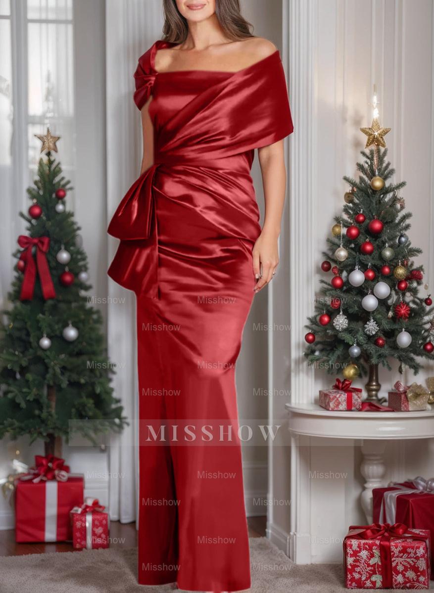 Off-the-Shoulder Floor-Length Sheath/Column Gown for the Mother of the Bride