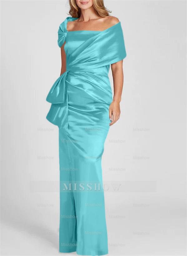 Off-the-Shoulder Floor-Length Sheath/Column Gown for the Mother of the Bride