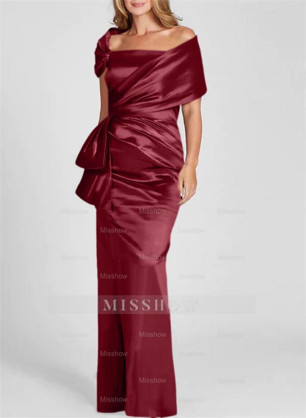 Off-the-Shoulder Floor-Length Sheath/Column Gown for the Mother of the Bride