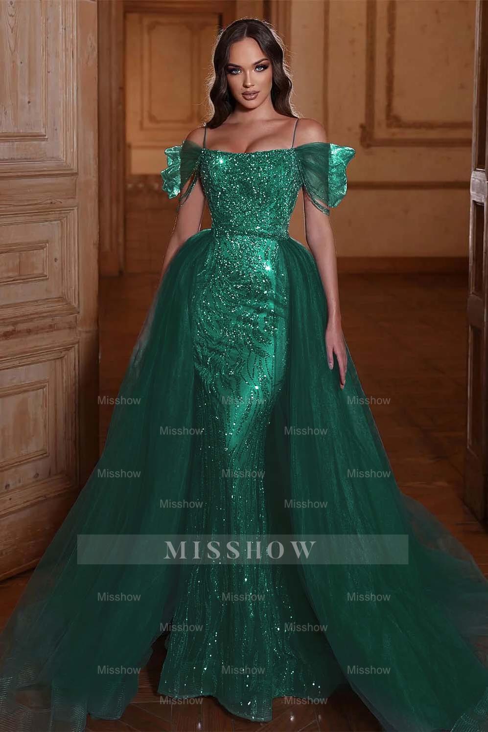 Off the Shoulder Mermaid Formal Dress Tulle Ruffles With Appliques