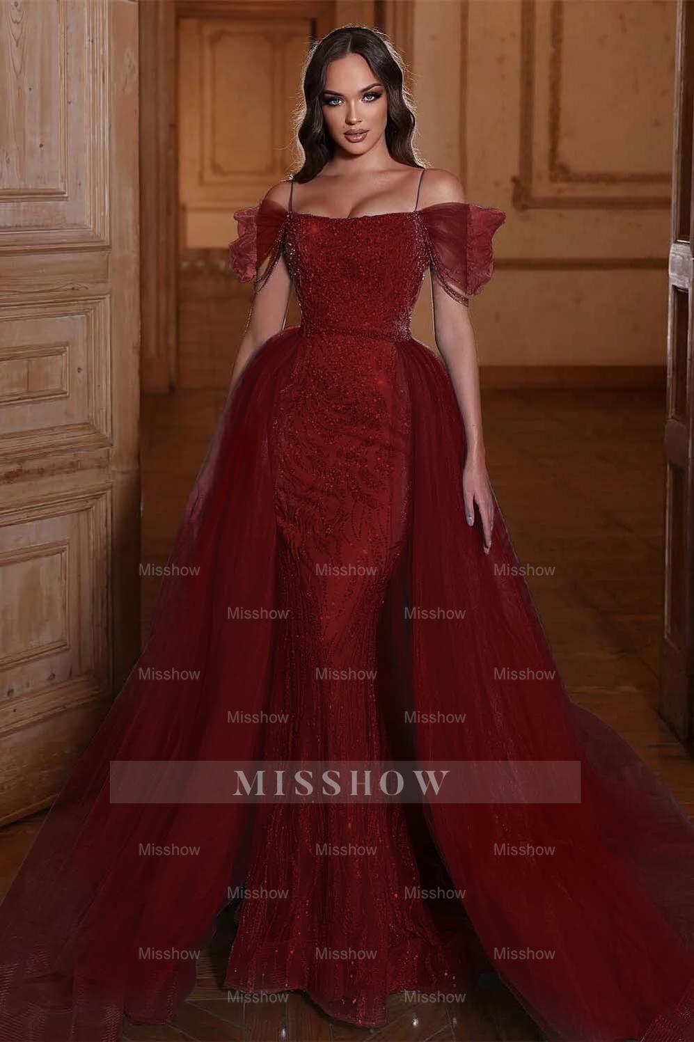 Off the Shoulder Mermaid Formal Dress Tulle Ruffles With Appliques