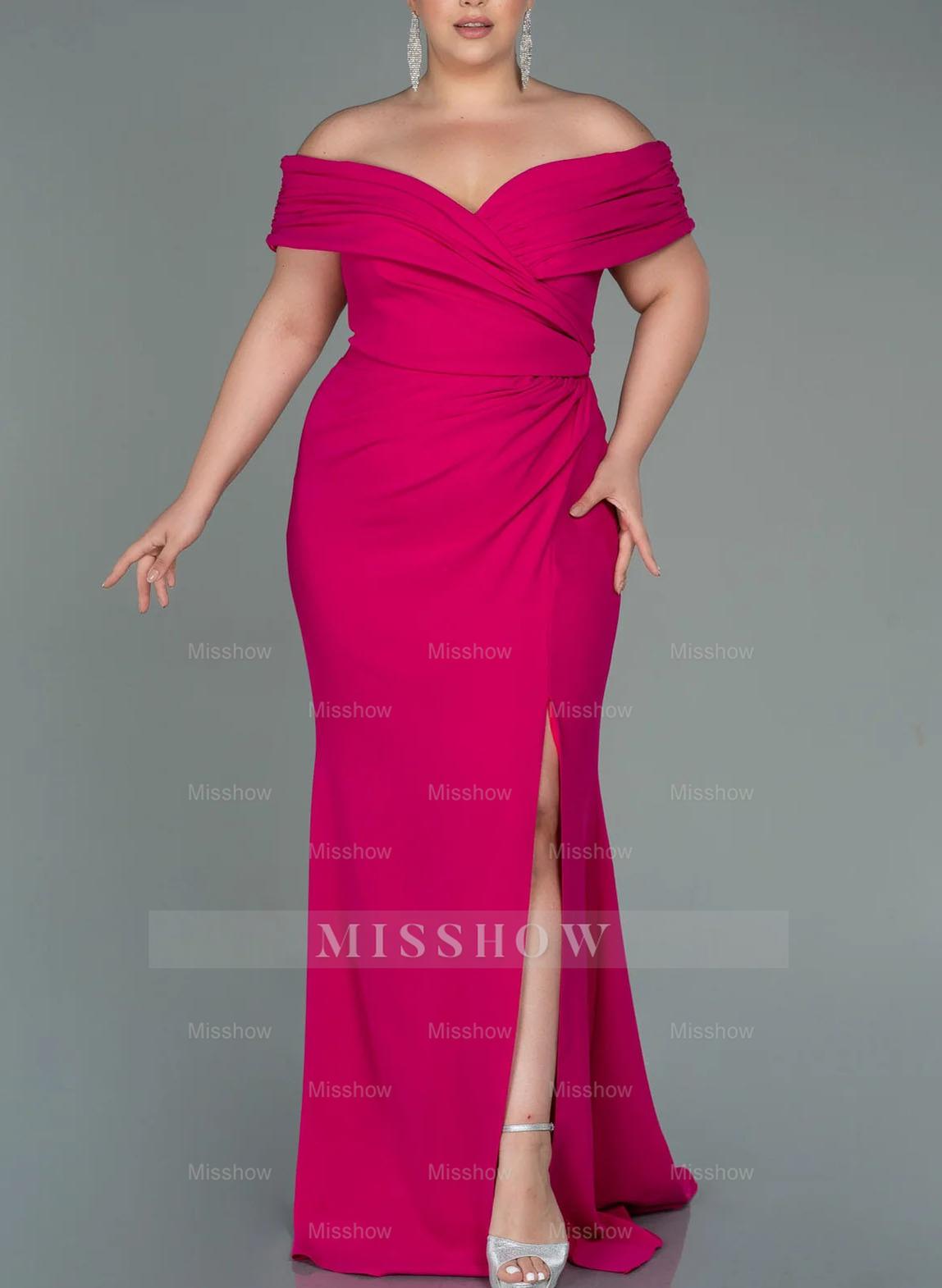 Off-the-Shoulder Mermaid/Trumpet Gown for the Mother of the Bride with Side Split