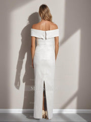 Off-the-Shoulder Plus Size Floor-Length Mother of the Bride Sheath Dress with Ruffles