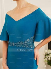 Off-the-Shoulder Sheath/Column Dress for Mothers of the Bride & Groom with Appliques and Side Split