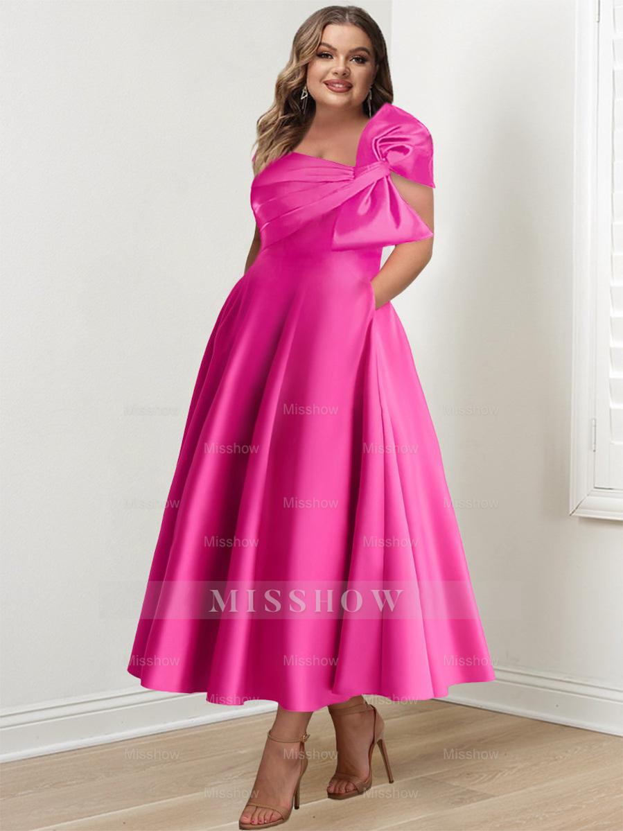 Off-the-Shoulder Sleeveless A-Line Princess Ankle-Length Mother of the Bride Dress with Bow(s)