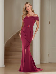 Off-the-Shoulder Sleeveless Floor-Length Mermaid/Trumpet Gown for the Mother of the Bride