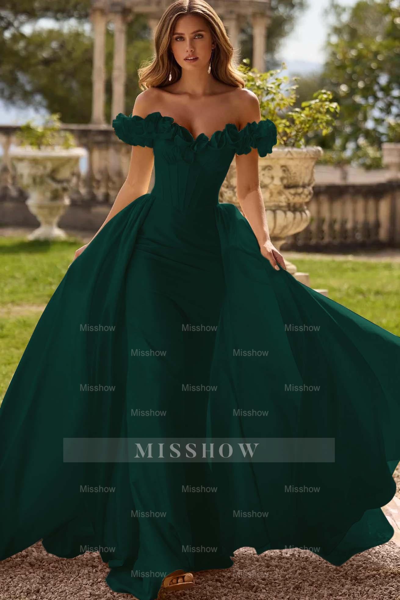 Off the Shoulder Sleeveless Long Mermaid Formal Dress With Pleated
