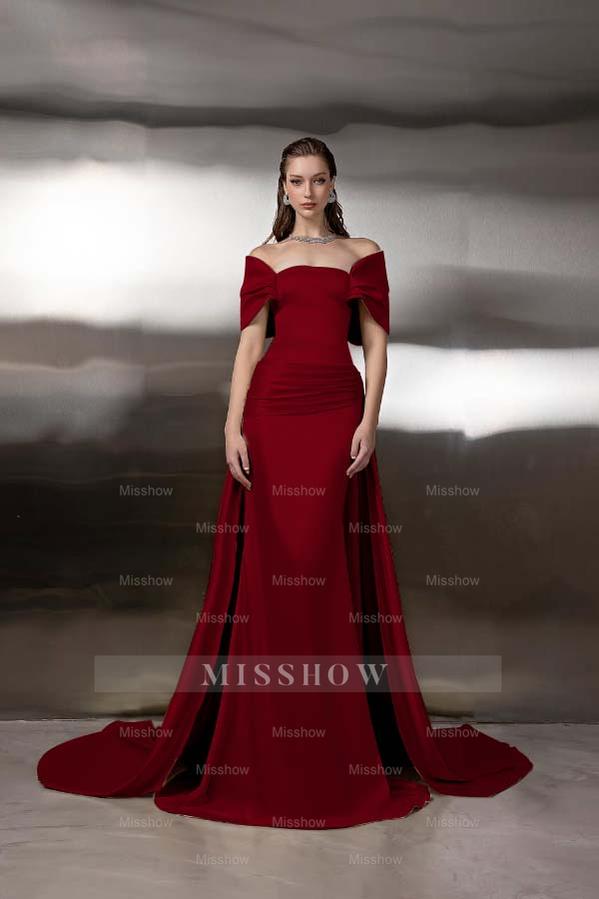 Off the Shoulder Sleeveless Long Mermaid Formal Dress With Pleated