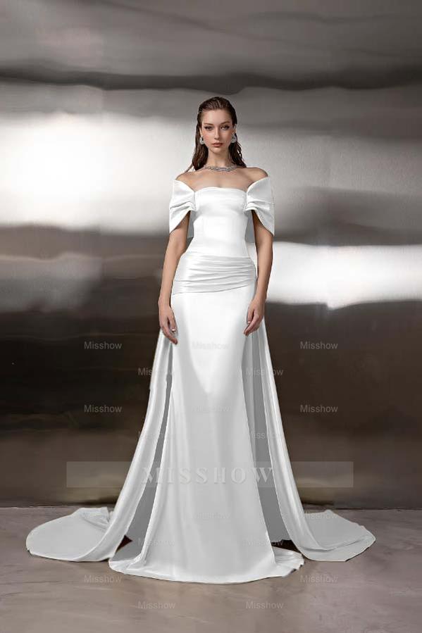 Off the Shoulder Sleeveless Long Mermaid Formal Dress With Pleated