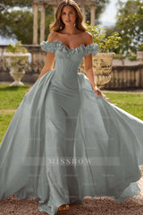 Off the Shoulder Sleeveless Long Mermaid Formal Dress With Pleated