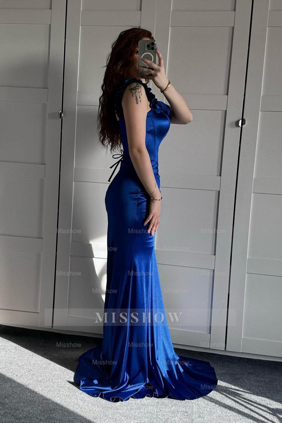 Off the Shoulder Sleeveless Mermaid Long Formal Dress With Ruffles