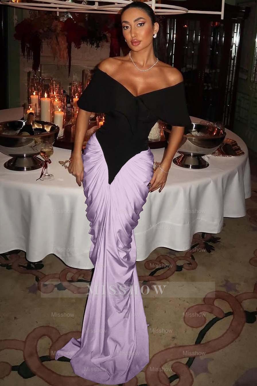 Off the Shoulder Strapless Mermaid Long Formal Dress With Pleated Gloves Off the Shoulder Strapless Mermaid Long Formal Dress With Pleated Gloves