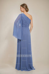 One-Shoulder A-Line Princess Dress for the Mother of the Bride & Groom Featuring Appliques and a Side Slit