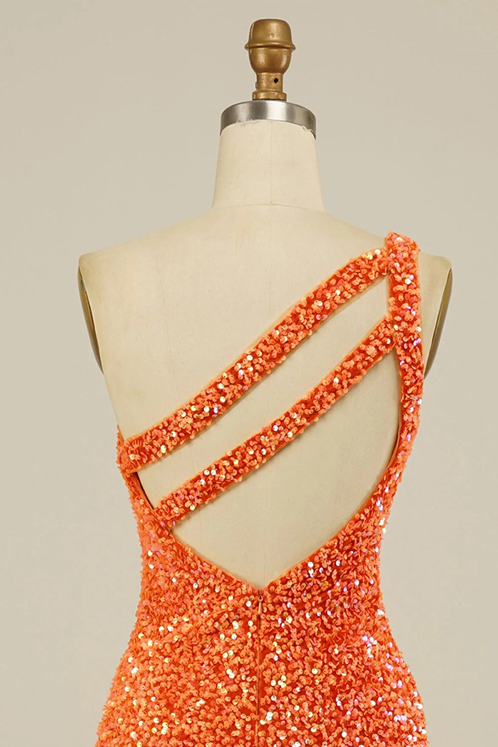 Orange one shoulder sequin bodycon homecoming dress